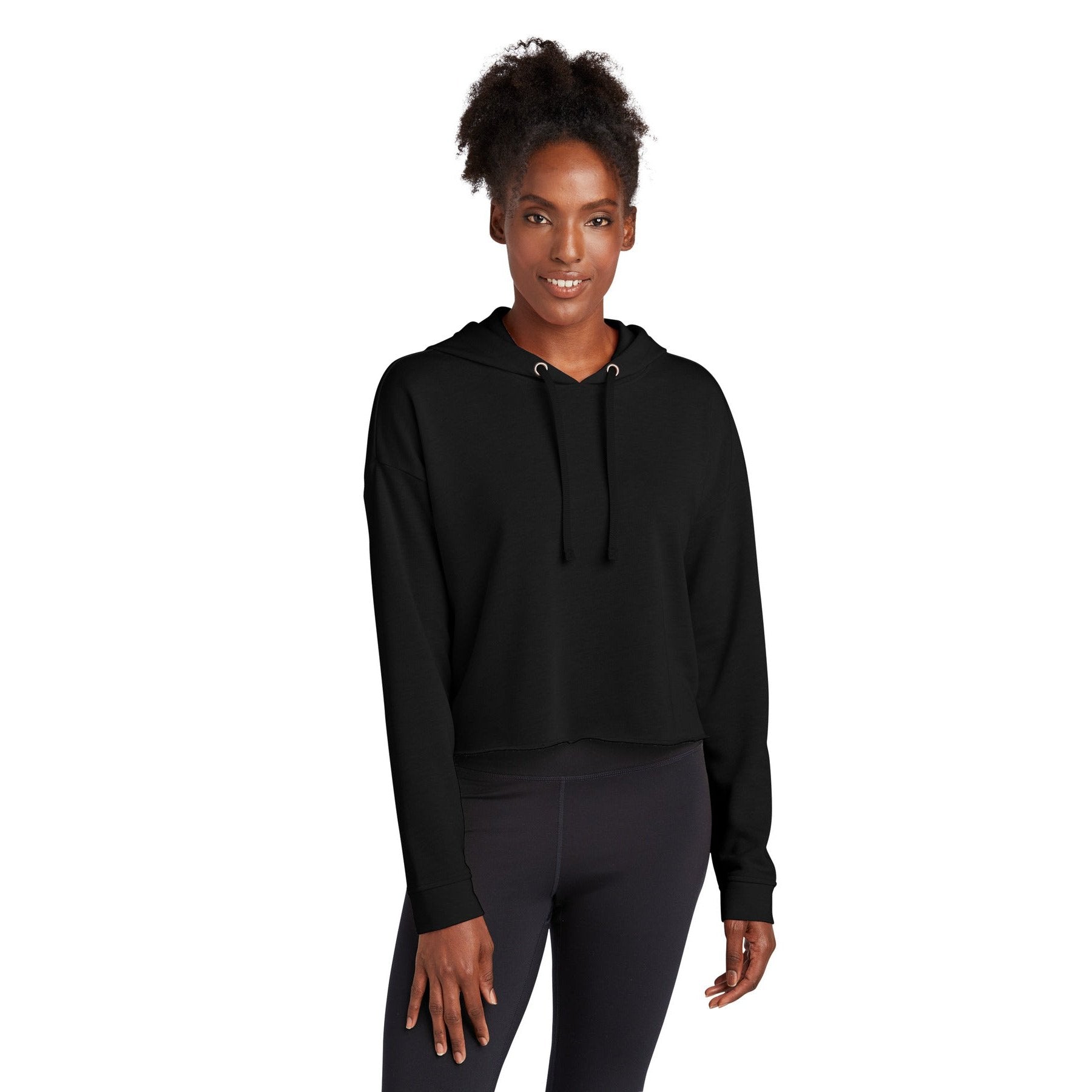 Sport-Tek-Sport-Tek ® Women's PosiCharge ® Tri-Blend Wicking Fleece Crop Hooded Pullover LST298-MedTech-1